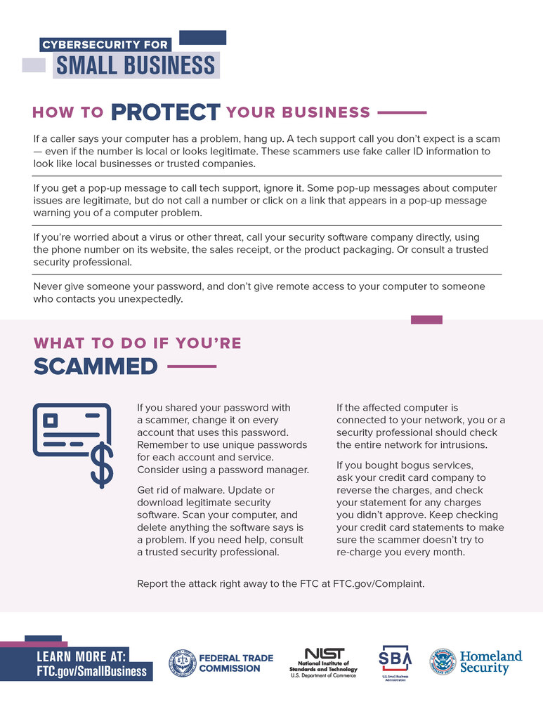 Cybersecurity flyer page 2. All information as listed below.